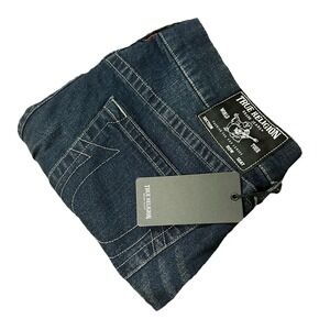 True Religion Rocco Relaxed Skinny Fit Denim Jeans Mens Size 36x32 Dark NWT $159